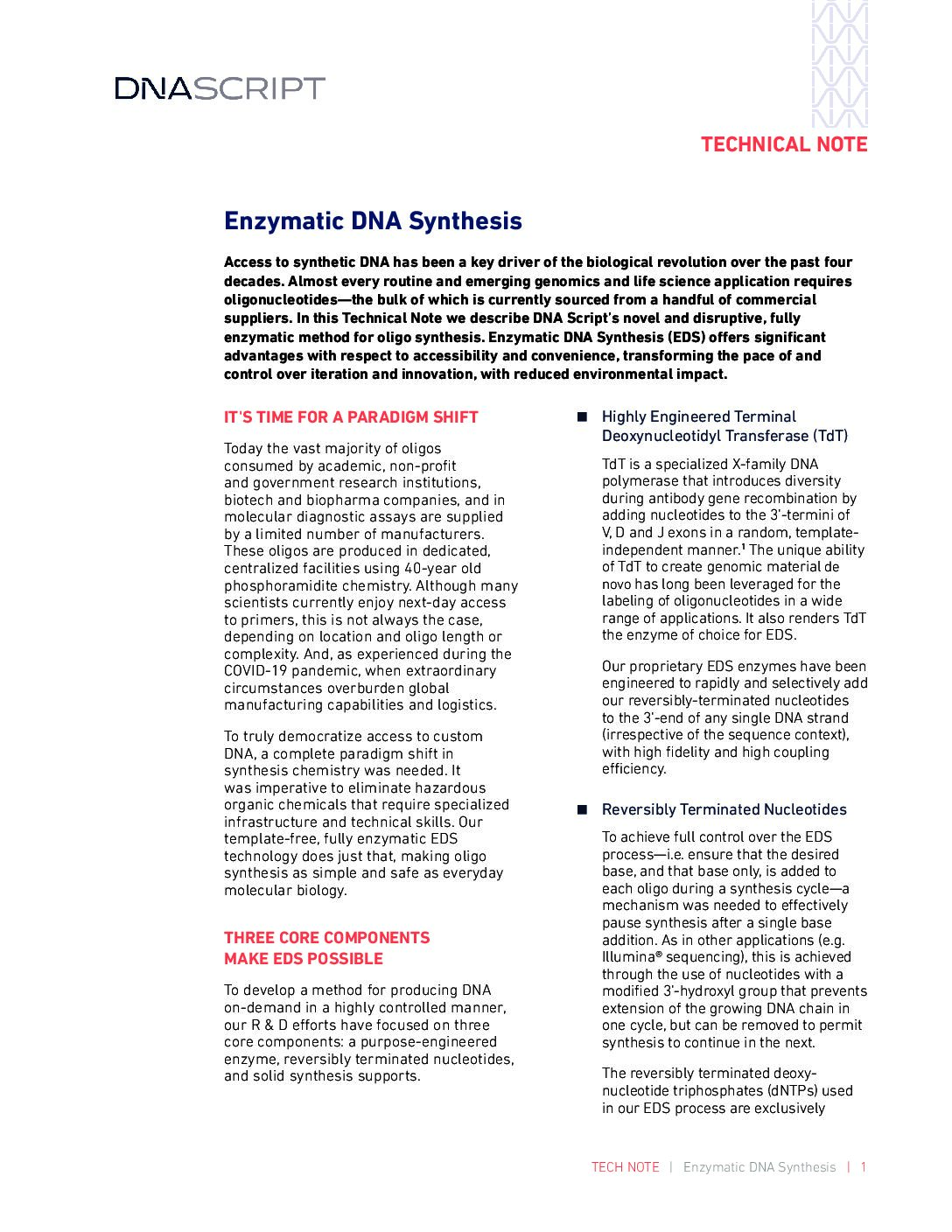 Enzymatic DNA Synthesis Technical Note
