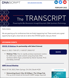 DNA Script Feb 2022 eNewsletter